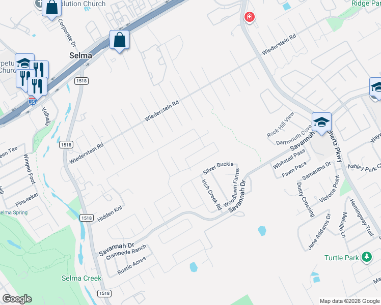 map of restaurants, bars, coffee shops, grocery stores, and more near 442 Harvest Point in Selma