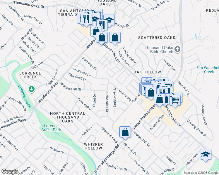 map of restaurants, bars, coffee shops, grocery stores, and more near in San Antonio