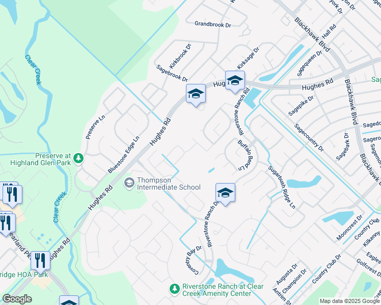 map of restaurants, bars, coffee shops, grocery stores, and more near 2703 Pennfield Valley Way in Houston