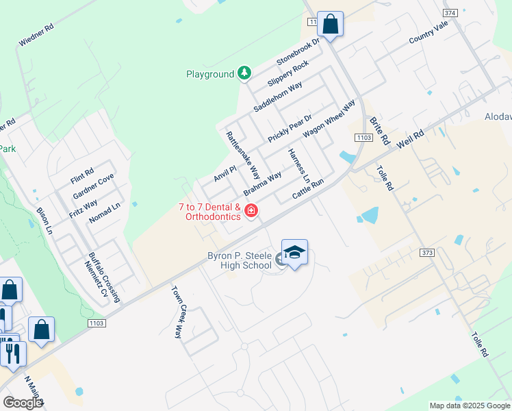 map of restaurants, bars, coffee shops, grocery stores, and more near 201 Longhorn Way in Cibolo
