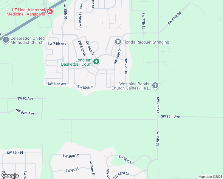 map of restaurants, bars, coffee shops, grocery stores, and more near 8071 Southwest 80th Lane in Gainesville