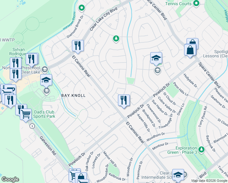 map of restaurants, bars, coffee shops, grocery stores, and more near 1023 Valley Acres Road in Houston