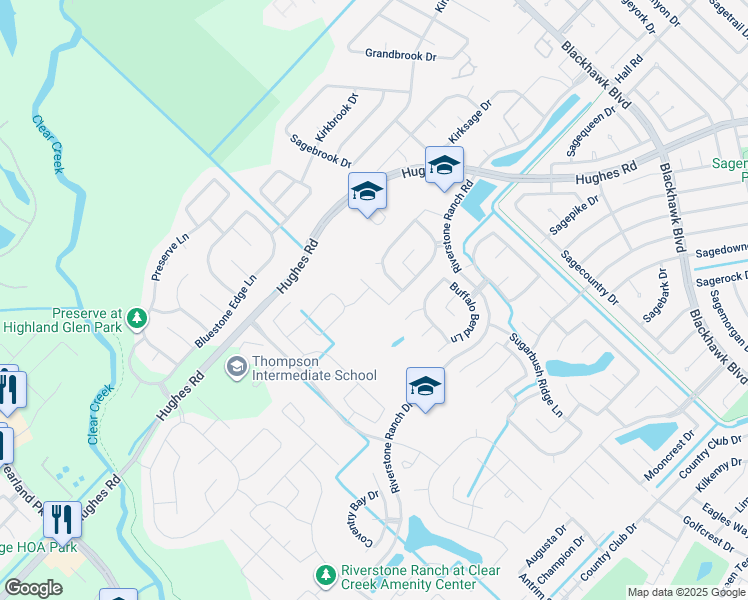 map of restaurants, bars, coffee shops, grocery stores, and more near 11043 Slate River Lane in Houston