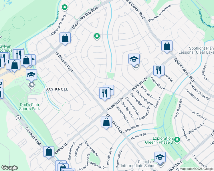 map of restaurants, bars, coffee shops, grocery stores, and more near 1114 Mabry Mill Road in Houston