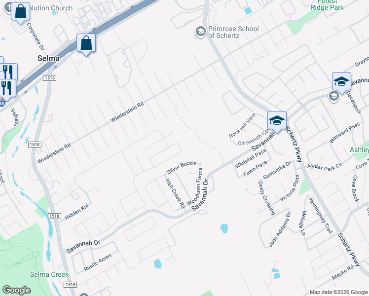 map of restaurants, bars, coffee shops, grocery stores, and more near 3702 Coyote Creek in Selma