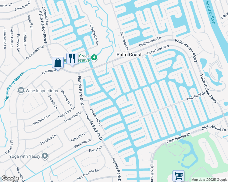 map of restaurants, bars, coffee shops, grocery stores, and more near in Palm Coast