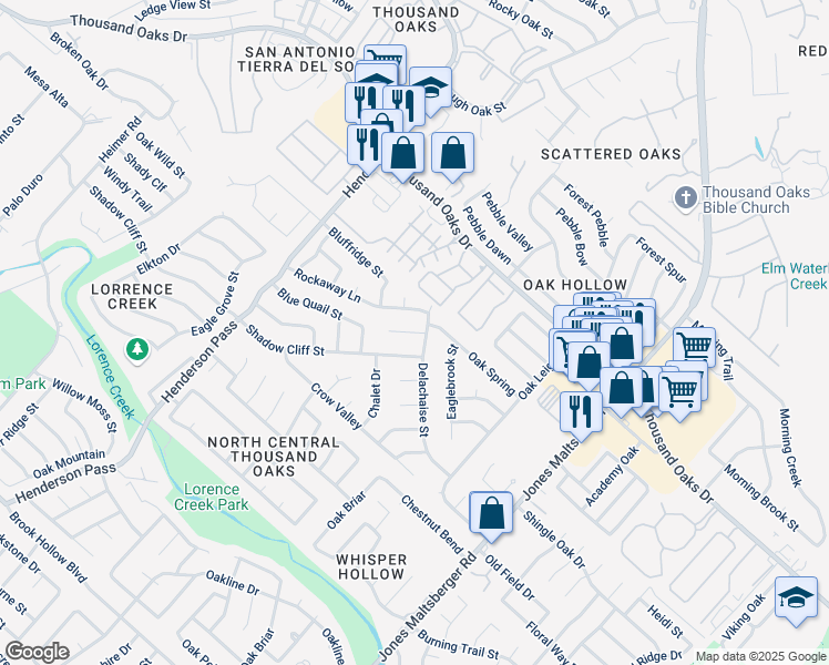 map of restaurants, bars, coffee shops, grocery stores, and more near in San Antonio