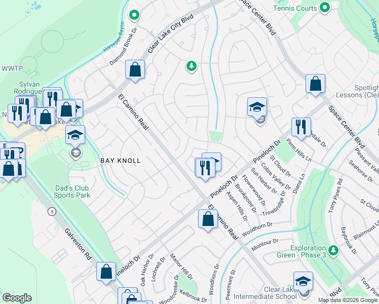 map of restaurants, bars, coffee shops, grocery stores, and more near 1023 Valley Acres Road in Houston