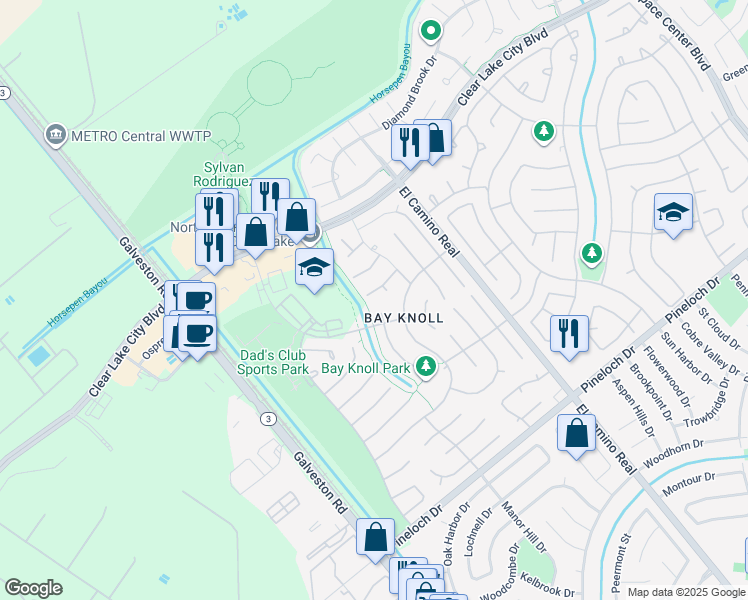 map of restaurants, bars, coffee shops, grocery stores, and more near 802 Orchard Peak Court in Houston