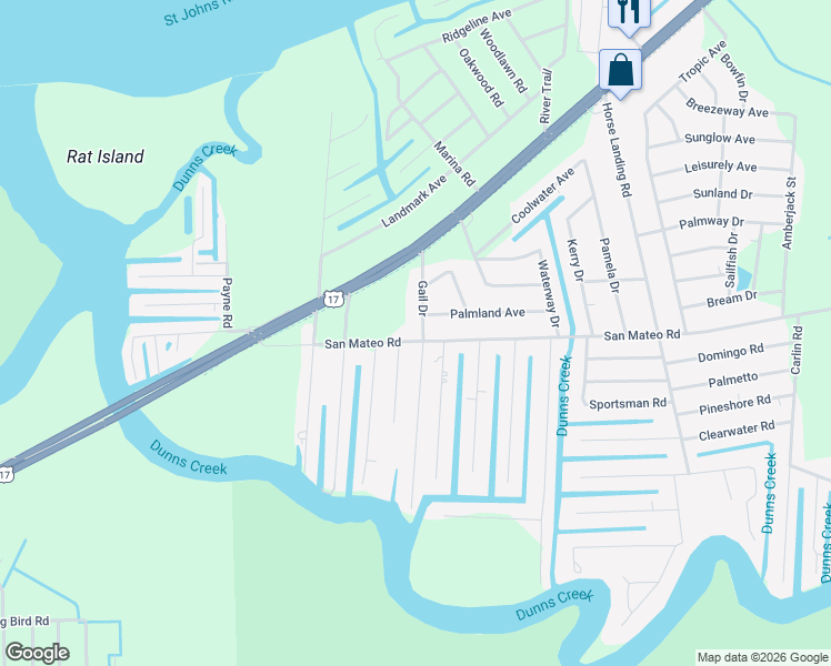 map of restaurants, bars, coffee shops, grocery stores, and more near 769 San Mateo Road in Satsuma
