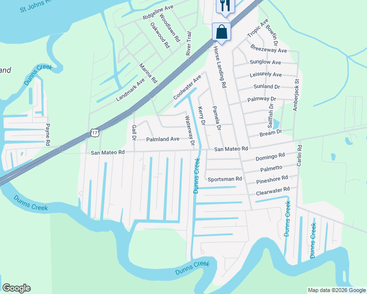 map of restaurants, bars, coffee shops, grocery stores, and more near 733 San Mateo Road in Satsuma