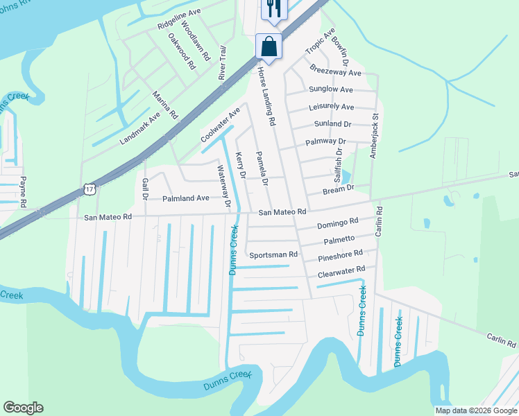 map of restaurants, bars, coffee shops, grocery stores, and more near 713 San Mateo Road in Satsuma