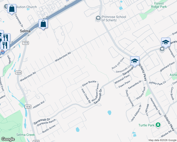 map of restaurants, bars, coffee shops, grocery stores, and more near 470 Harvest Point in Selma