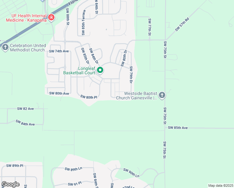 map of restaurants, bars, coffee shops, grocery stores, and more near 8071 Southwest 80th Lane in Gainesville