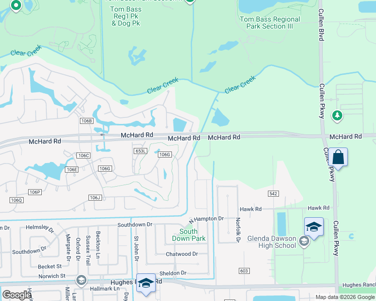 map of restaurants, bars, coffee shops, grocery stores, and more near 727 Redwood Bend Lane in Pearland