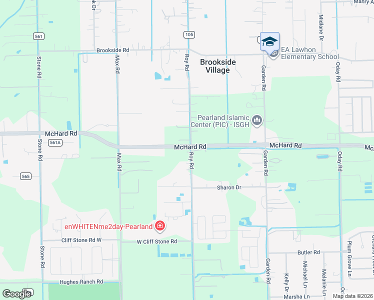 map of restaurants, bars, coffee shops, grocery stores, and more near 1706 Roy Road in Pearland