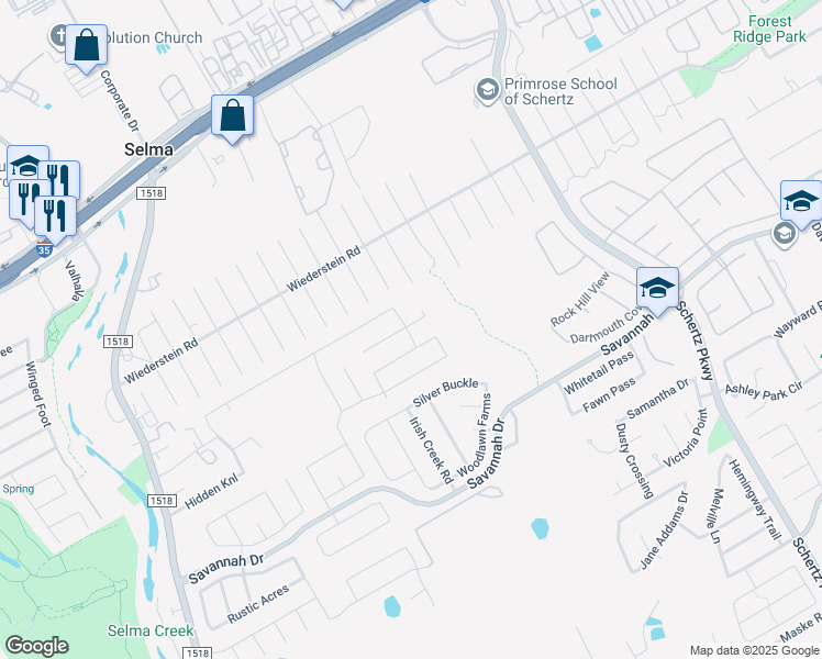 map of restaurants, bars, coffee shops, grocery stores, and more near 470 Harvest Point in Selma