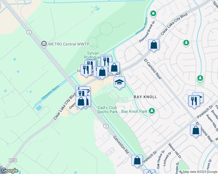 map of restaurants, bars, coffee shops, grocery stores, and more near 14325 Crescent Landing Drive in Houston
