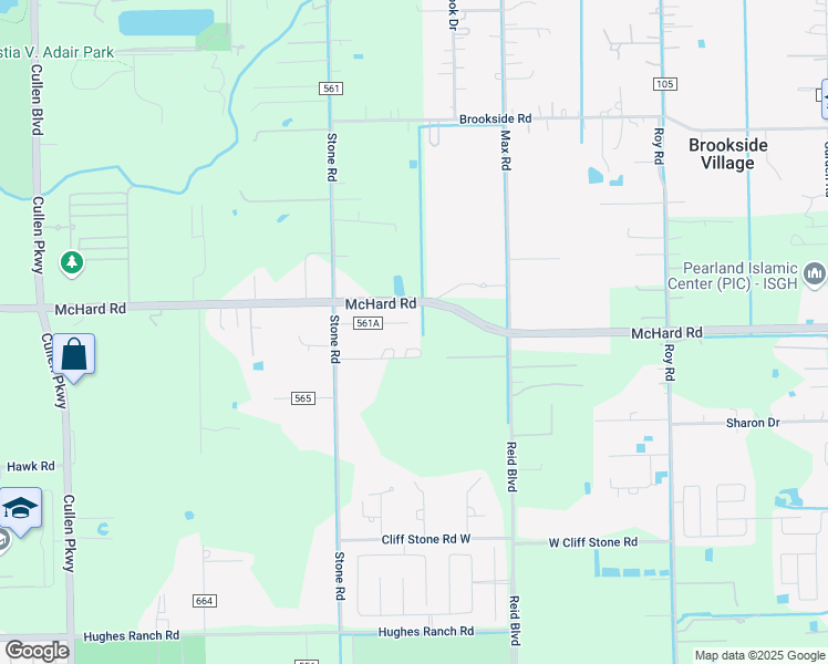 map of restaurants, bars, coffee shops, grocery stores, and more near 7625 Longleaf Drive in Pearland