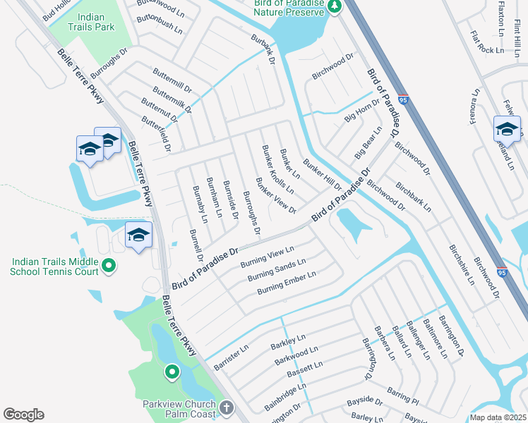 map of restaurants, bars, coffee shops, grocery stores, and more near 4 Bunker View Place in Palm Coast