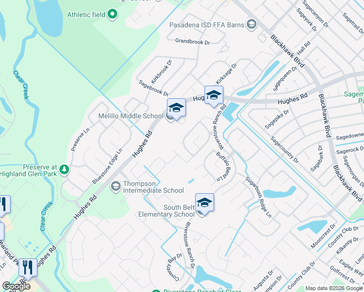 map of restaurants, bars, coffee shops, grocery stores, and more near 9310 Windy Spring Lane in Houston