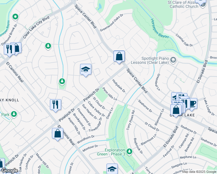map of restaurants, bars, coffee shops, grocery stores, and more near 14902 Beechurst Drive in Houston