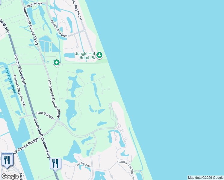 map of restaurants, bars, coffee shops, grocery stores, and more near 11 Riviera Place in Palm Coast