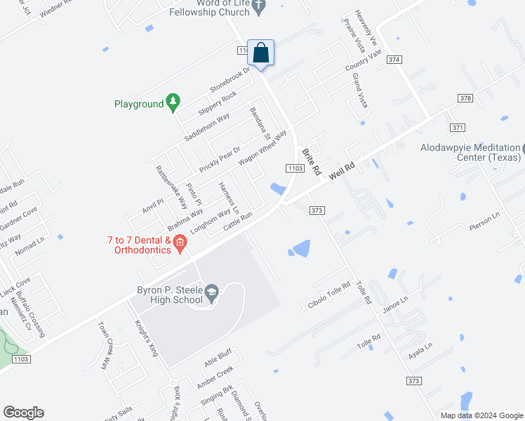 map of restaurants, bars, coffee shops, grocery stores, and more near 409 Cattle Run in Cibolo