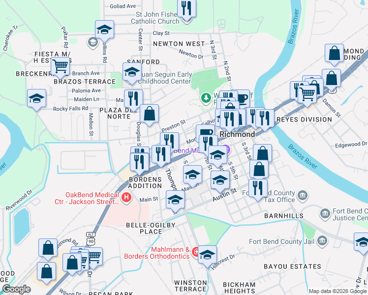 map of restaurants, bars, coffee shops, grocery stores, and more near 810 Morton Street in Richmond