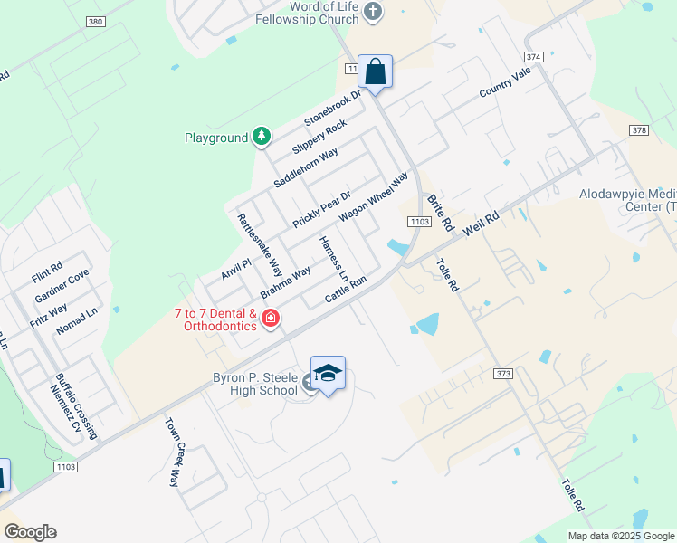 map of restaurants, bars, coffee shops, grocery stores, and more near 348 Longhorn Way in Cibolo