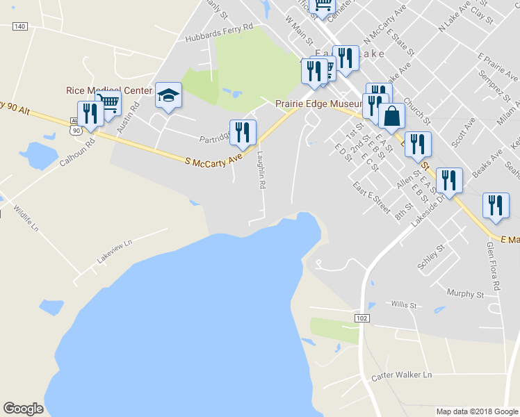 map of restaurants, bars, coffee shops, grocery stores, and more near 117 Laughlin Road in Eagle Lake