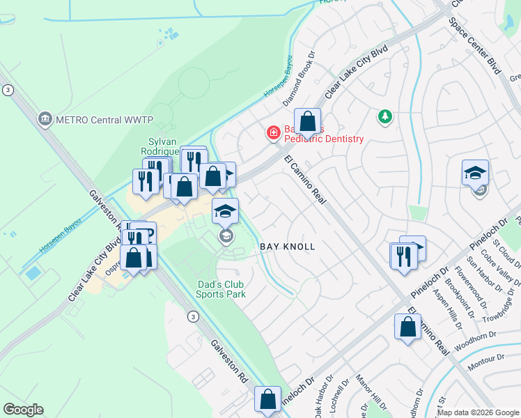 map of restaurants, bars, coffee shops, grocery stores, and more near 819 Forest Bay Court in Houston