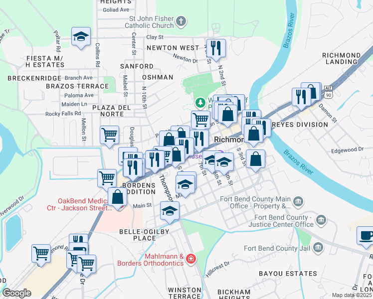 map of restaurants, bars, coffee shops, grocery stores, and more near 711 Morton Street in Richmond