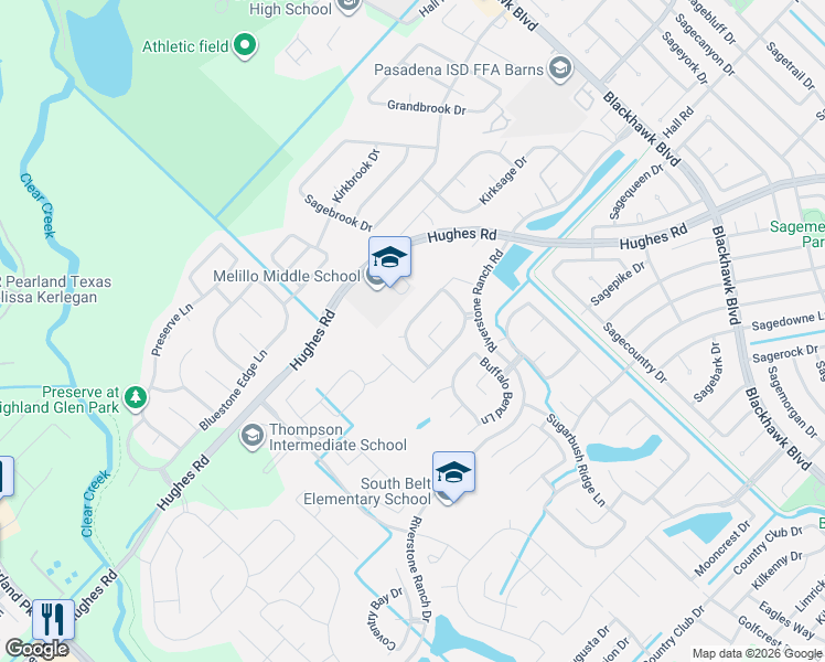 map of restaurants, bars, coffee shops, grocery stores, and more near 9310 Windy Spring Lane in Houston
