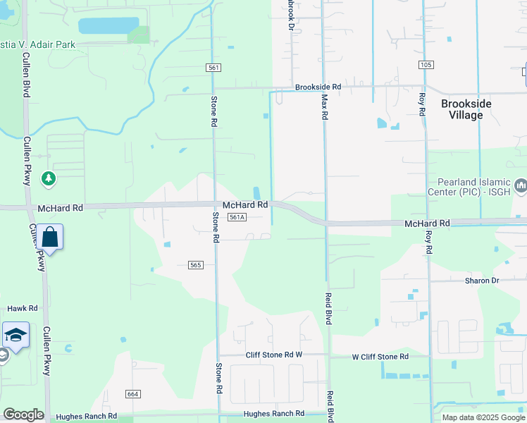 map of restaurants, bars, coffee shops, grocery stores, and more near 7625 Longleaf Drive in Pearland