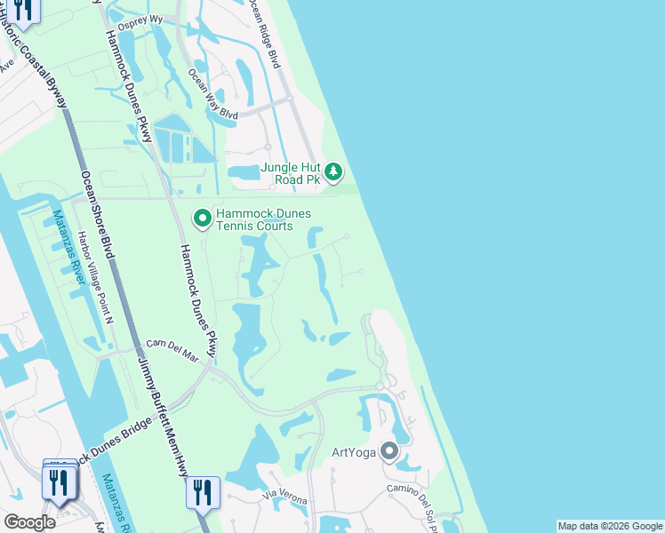 map of restaurants, bars, coffee shops, grocery stores, and more near 13 Rue Grande Mer in Palm Coast