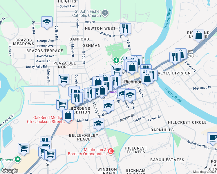 map of restaurants, bars, coffee shops, grocery stores, and more near 711 Morton Street in Richmond