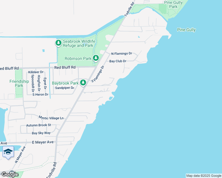 map of restaurants, bars, coffee shops, grocery stores, and more near 605 Quintana Roo Place in Seabrook