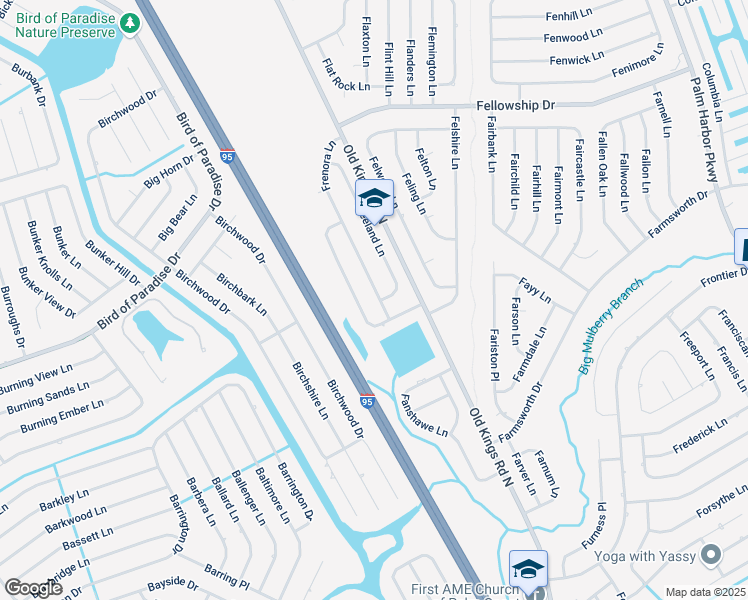 map of restaurants, bars, coffee shops, grocery stores, and more near 58 Frenora Lane in Palm Coast