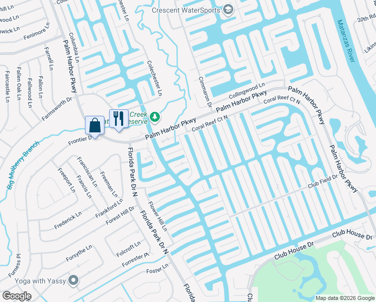 map of restaurants, bars, coffee shops, grocery stores, and more near 19 Colonial Ct in Palm Coast