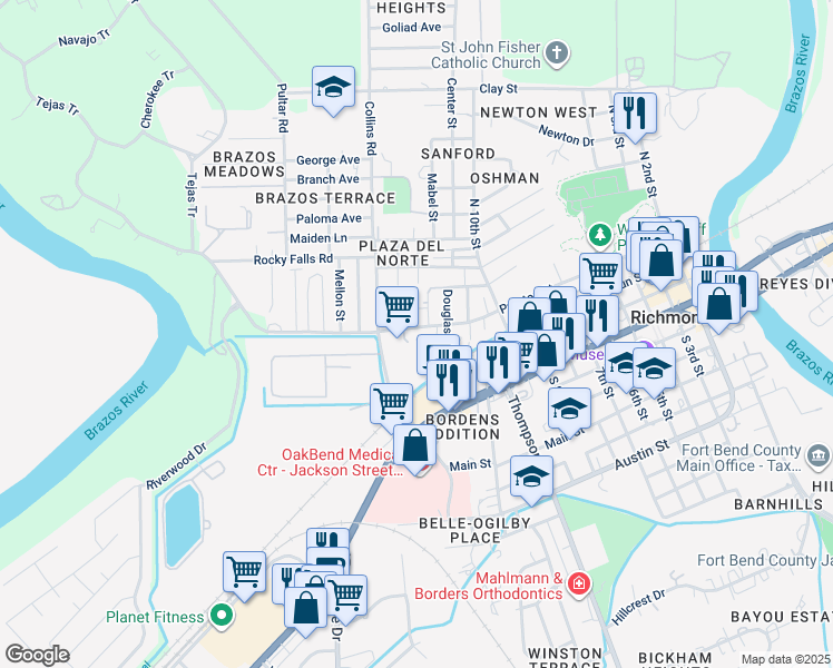 map of restaurants, bars, coffee shops, grocery stores, and more near 1301 Preston Street in Richmond