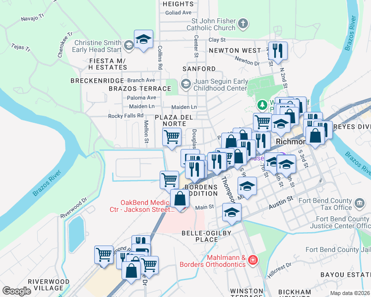 map of restaurants, bars, coffee shops, grocery stores, and more near 1301 Preston Street in Richmond