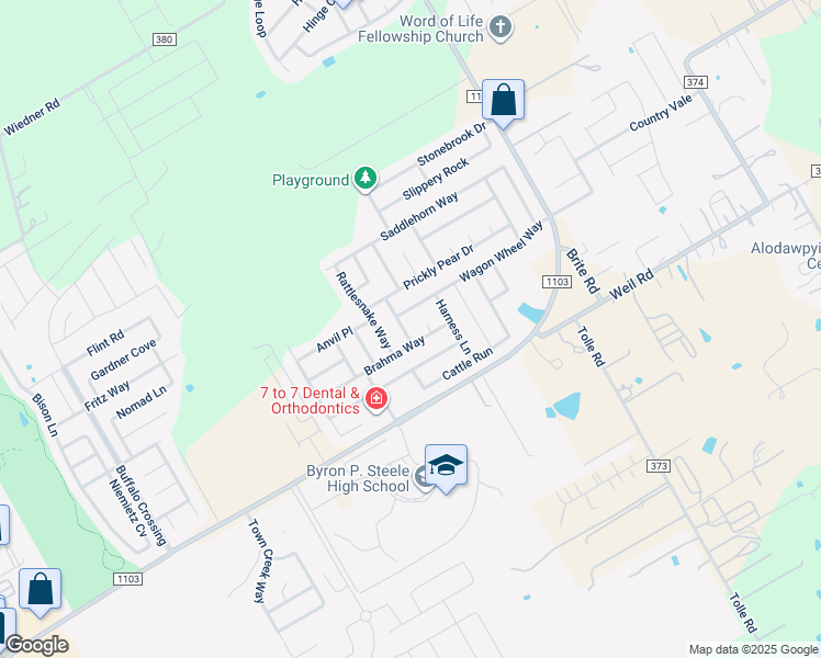 map of restaurants, bars, coffee shops, grocery stores, and more near 101 Chaps Street in Cibolo