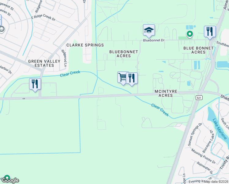 map of restaurants, bars, coffee shops, grocery stores, and more near 4441 McHard Road in Houston