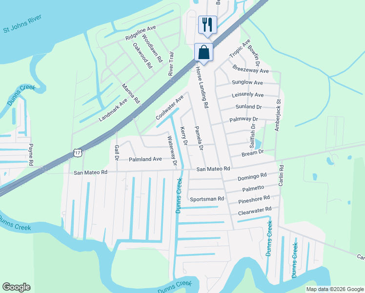 map of restaurants, bars, coffee shops, grocery stores, and more near 115 Kerry in Satsuma