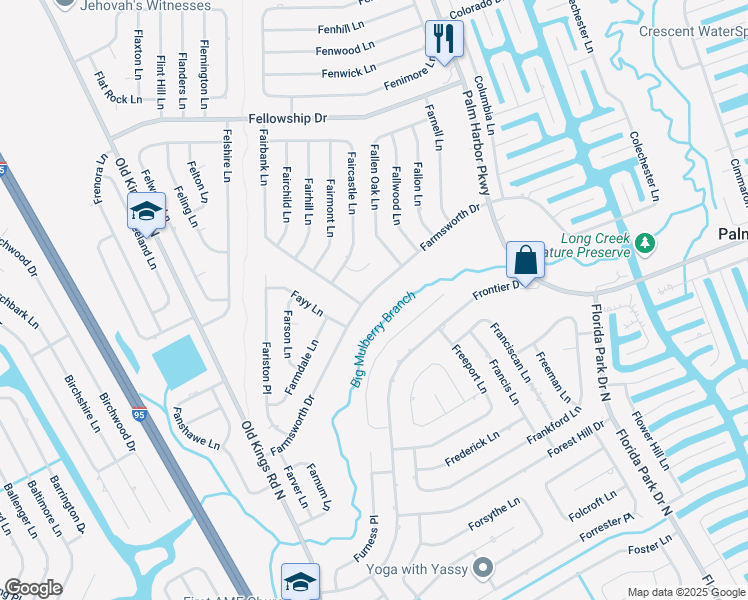 map of restaurants, bars, coffee shops, grocery stores, and more near 54 Farmsworth Drive in Palm Coast