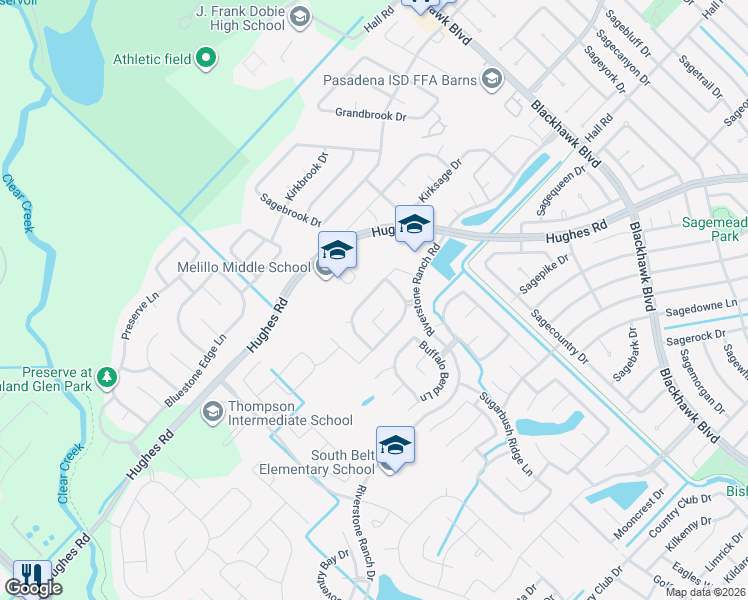 map of restaurants, bars, coffee shops, grocery stores, and more near 9310 Windy Spring Lane in Houston