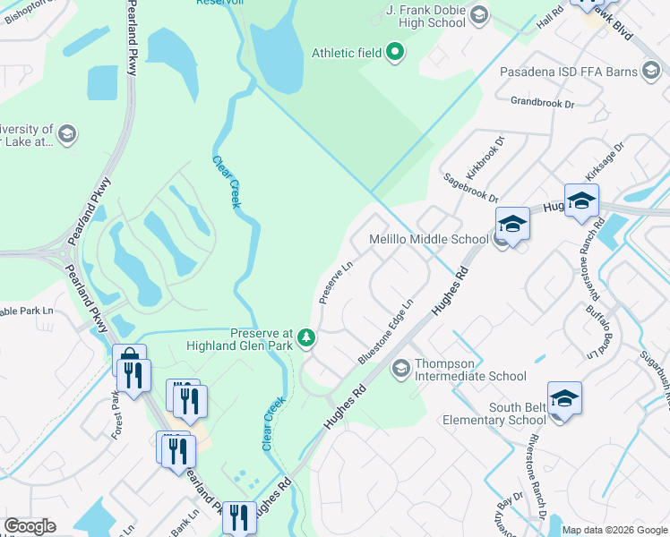 map of restaurants, bars, coffee shops, grocery stores, and more near 2803 Aliso Shadow Court in Houston