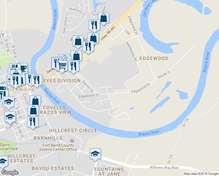 map of restaurants, bars, coffee shops, grocery stores, and more near 1221 Herman Drive in Richmond