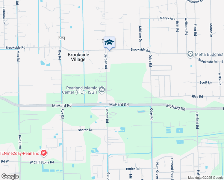 map of restaurants, bars, coffee shops, grocery stores, and more near 1541 Garden Road in Pearland